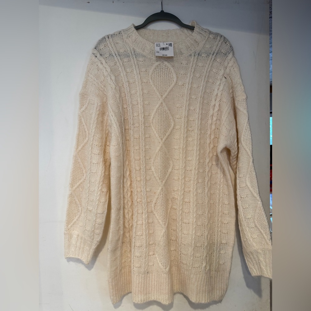 Cream Cable Knit Women's Sweater Dress